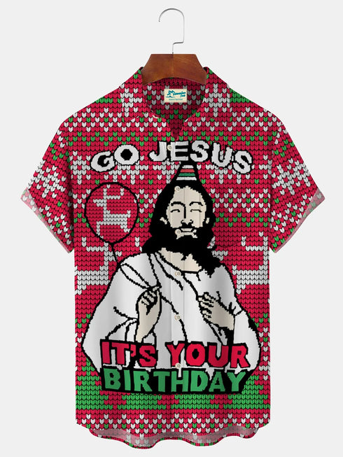 Men's Christmas Funny Graphic Short Sleeve Hawaiian Shirt